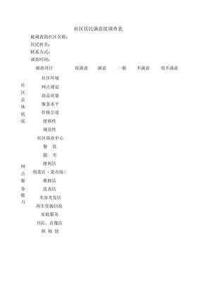 社区居民满意度调查表