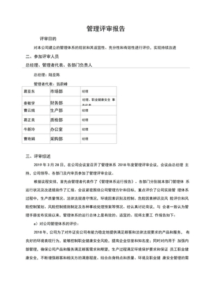 最新版三体系管理评审报告