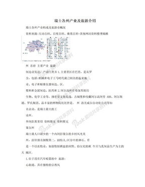 瑞士各州产业及旅游介绍