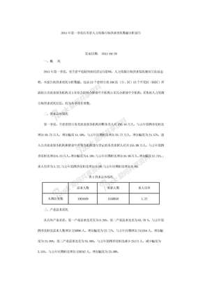 2011年第一季度江苏省人力资源市场供求状况数据分析报告