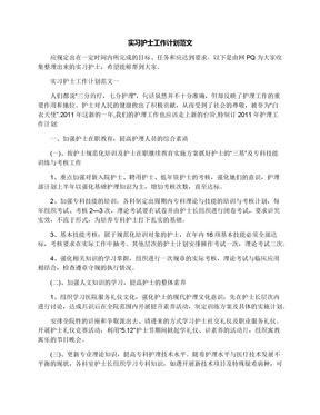 实习护士工作计划范文