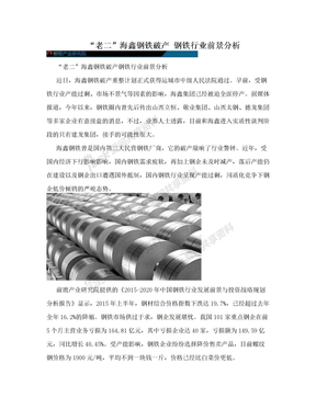 “老二”海鑫钢铁破产 钢铁行业前景分析
