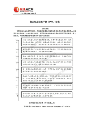 行为锚定绩效评价（BARS）量表