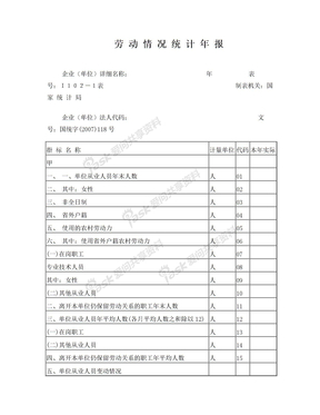 劳动情况年报表