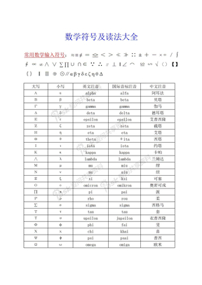 常用数学符号大全(注音及注解)