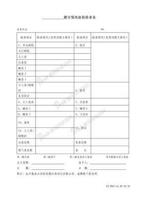 物业管理公司楼宇情况验收检查表WI-NWGZ-AL