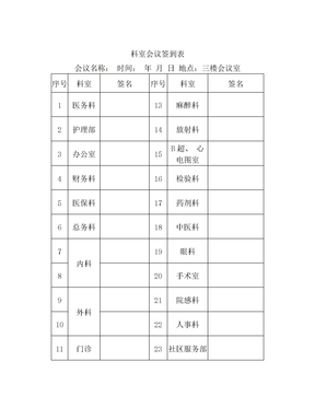 科室会议签到表(1)