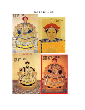 清朝皇帝名字与画像