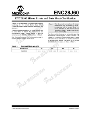 ENC28J60 Silicon Errata and Data Sheet Clarification