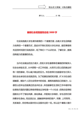 暑假社会实践报告总结3000字