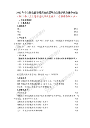 2012年最新落户打分政策