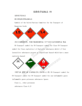 危险化学品标志 UN