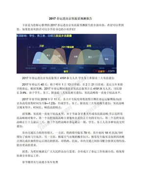 2017春运进出京客流量预测报告