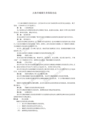 03保险类文件社会保险法律上海市城镇生育保险办法