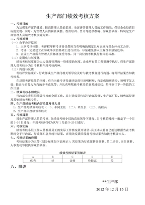 生产部门绩效考核方案