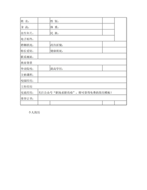 个人简历表格模板免费下载