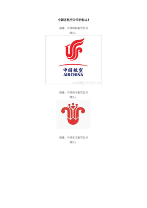 中国各航空公司的标志logo
