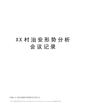 XX村治安形势分析会议记录