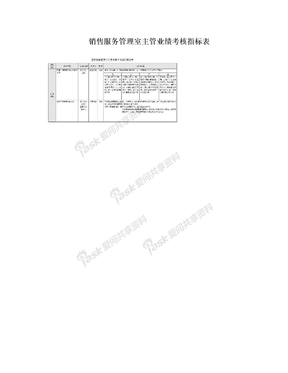 销售服务管理室主管业绩考核指标表