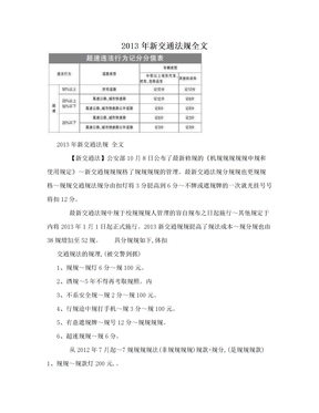 2013年新交通法规全文