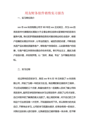 用友财务软件销售实习报告