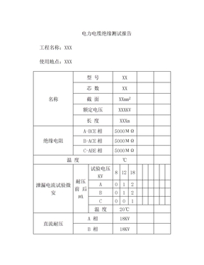 电缆绝缘测试报告