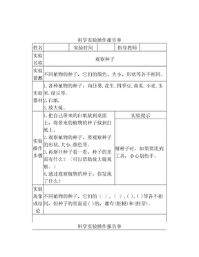 科学实验操作报告单