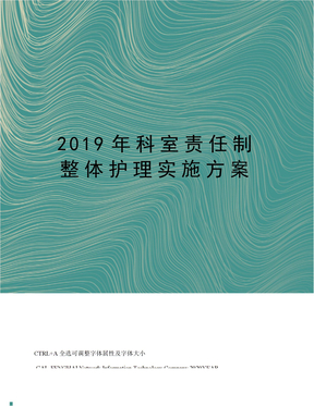 2019年科室责任制整体护理实施方案