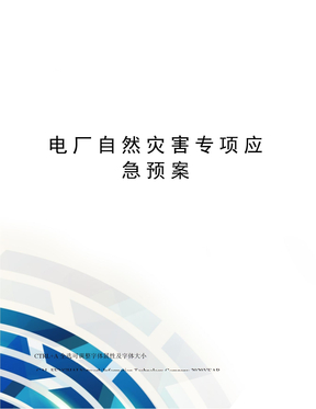 电厂自然灾害专项应急预案