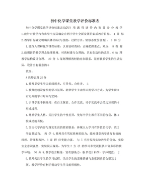 初中化学课堂教学评价标准表