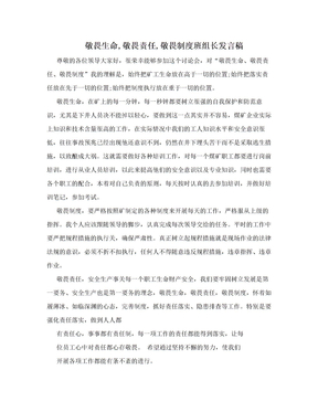 敬畏生命,敬畏责任,敬畏制度班组长发言稿