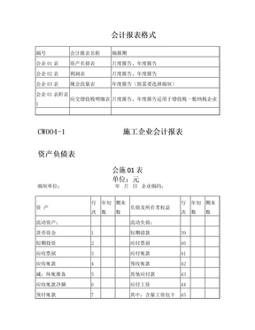 会计报表格式