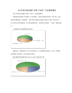 XX年哈尔滨房地产市场“房奴”生活调查报告