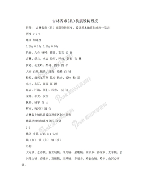 吉林省市(县)抗震设防烈度