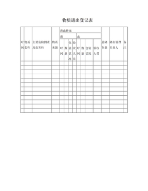 物质进出登记表