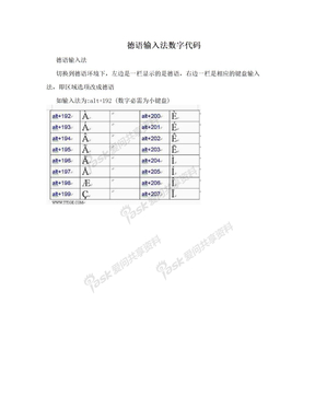 德语输入法数字代码