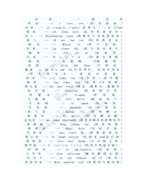 50多个国家“我爱你”各种语言