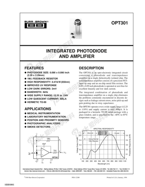 opt301集成的光电二极管和放大器
