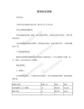 媒体投放策划及其他活动计划