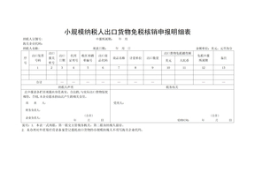 小规模纳税人出口货物免税核销申报明细表