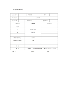 产品检验报告单