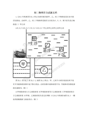 初二物理浮力试题文档