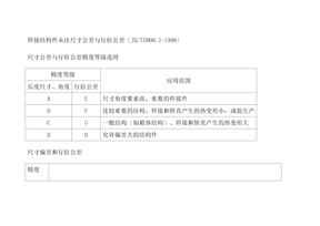 焊接结构件未注尺寸公差与形位公差