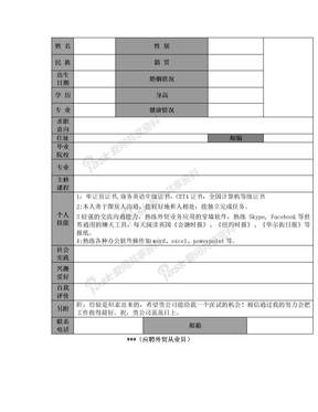商务英语专业的中文简历模板