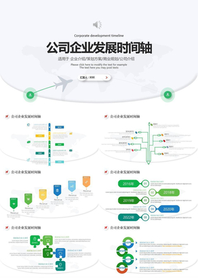 简约公司企业发展时间轴图表设计PPT模板