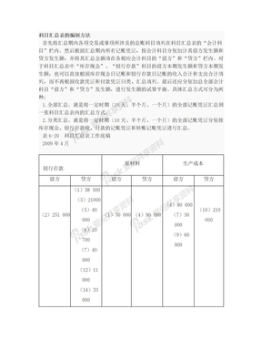 科目汇总表的编制方法