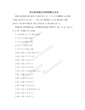 填石路基碾压沉降检测记录表