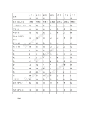 护士排班表