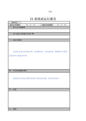 项目试运行报告