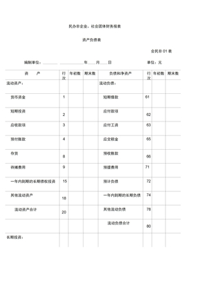 社会团体财务报表